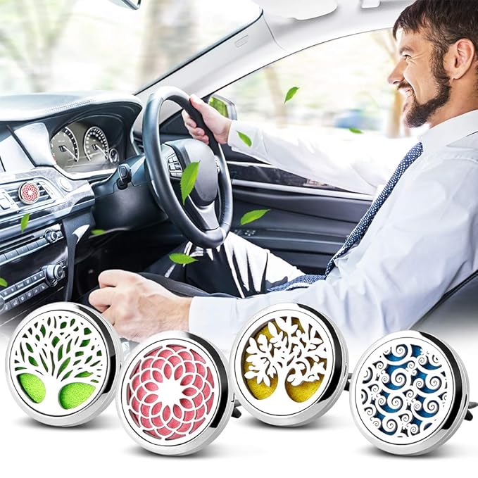 4PCS Car Vent Clip Diffuser Set with Felt Pads – Reusable Alloy Air Freshener Holder for Car, Office & Home, Gift for Women & Men, Christmas, Valentine's Day, Birthday - Bloomnest