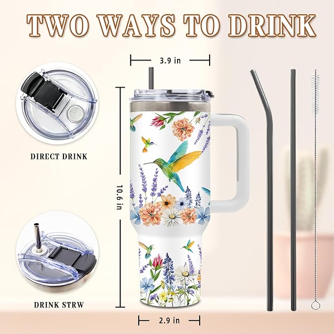 DUUV Christian Gifts for Women, Christian Tumbler 40 Oz with Handle, Faith Religious Gifts for Wife Girls Teen, Hummingbird Gift for Faith Lovers Women, Gift for Birthday Christmas Thanksgiving, 1PCS - Bloomnest