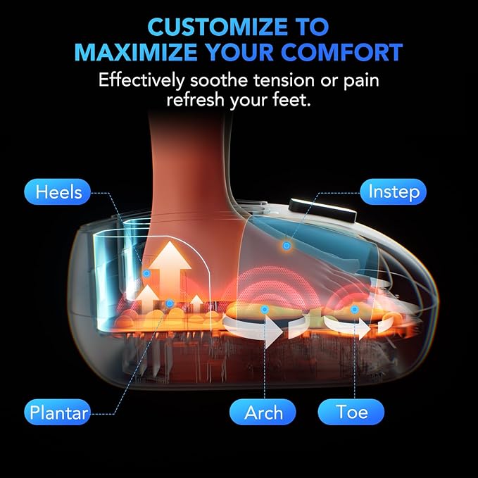 SKG Shiatsu Foot Massager with Heat and Remote for Pain Relief, Electric Feet Massage Machine with 3 Massage Compression Modes Relieve for Plantar Fasciitis Neuropathy, Size 13 for Men Women, 2025