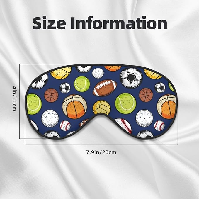Sleep Eye Mask Retro Colorful Sport Balls Sleep Mask for Women Men Comfortable Eye Mask with Adjustable Strap Soft Eye Cover Blindfold for Travel Yoga Nap Shift Work - Bloomnest