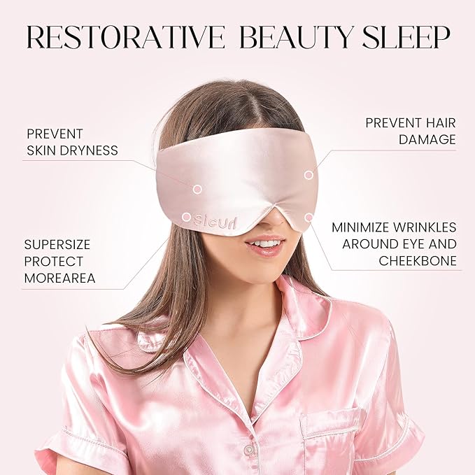 Eyelash Sleeping Mask for Lash Extensions 23 Momme 100% Mulberry Silk Sleep Mask, Soft Pressureless, Blackout Sleep Mask for Side Sleeper All Night Sleep, Travel Accessories for Women - Bloomnest