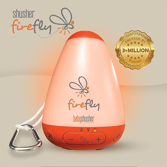 Baby Shusher Firefly Baby Soother for Crying Babies with Nightlight - White Noise Sound Machine, Baby Soother for Sleeping, Newborn Essentials for Crib, USB Rechargeable - 1 Count - Bloomnest