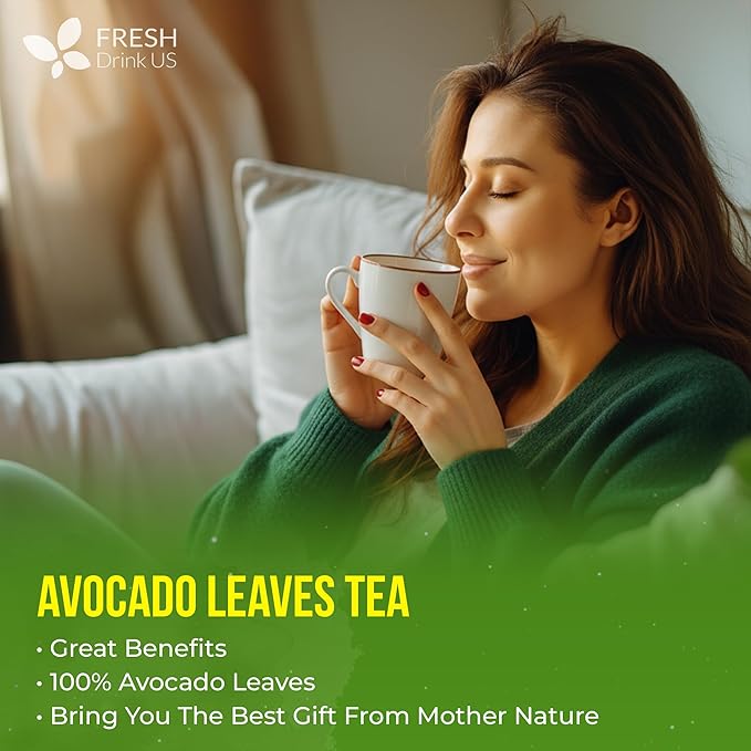 FreshDrinkUS, 120 Avocado Leaves - Loose Leaf - Premium Avocado Leaf Herbal Tea, Caffeine Free Botanical Tea Leaves for Hot or Iced Tea – Natural, Aromatic & Fresh Avocado Leaves - Bloomnest