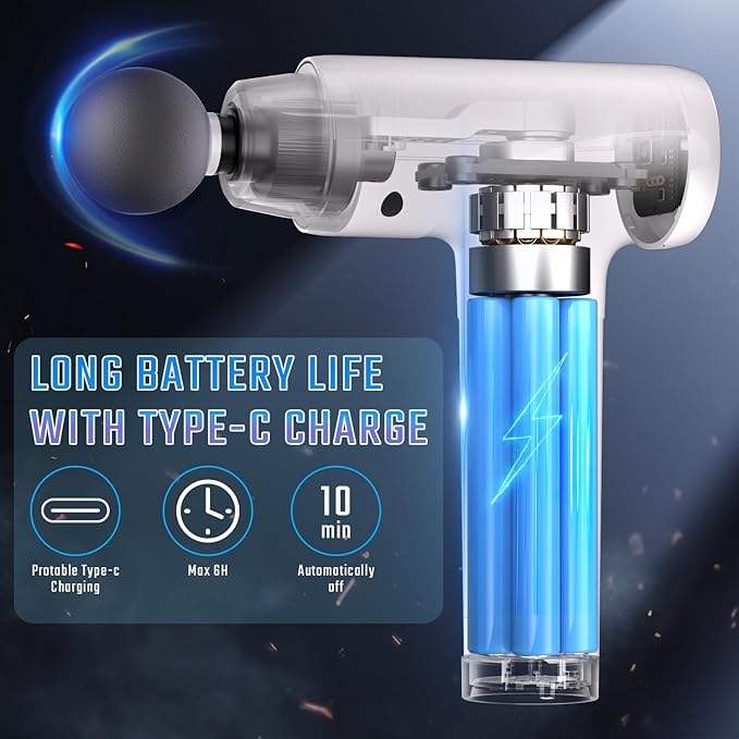cotsoco Massage Gun Deep Tissue, Muscle Massage Gun with 9 Attachment Heads 20 Speeds & Silent Brushless Motor for Pain Relief, Handheld Percussion Back Massager Gun for Athletes(White) - Bloomnest