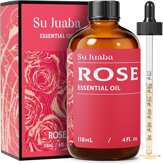 SU JUABA Rose Essential Oil 4 Fl Oz, 100% Pure Rose Oil for Face, Skin, Hair, Diffuser, Aromatherapy -118ml Bloomnest