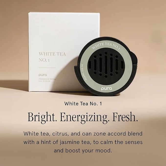 Pura Car Scent Refill - Fragrance for Pura Car Diffuser - Clean & Safe Luxury Diffuser Scent - Long-Lasting Fragrance for 30 Days of Aroma - White Tea No. 1 - Bloomnest