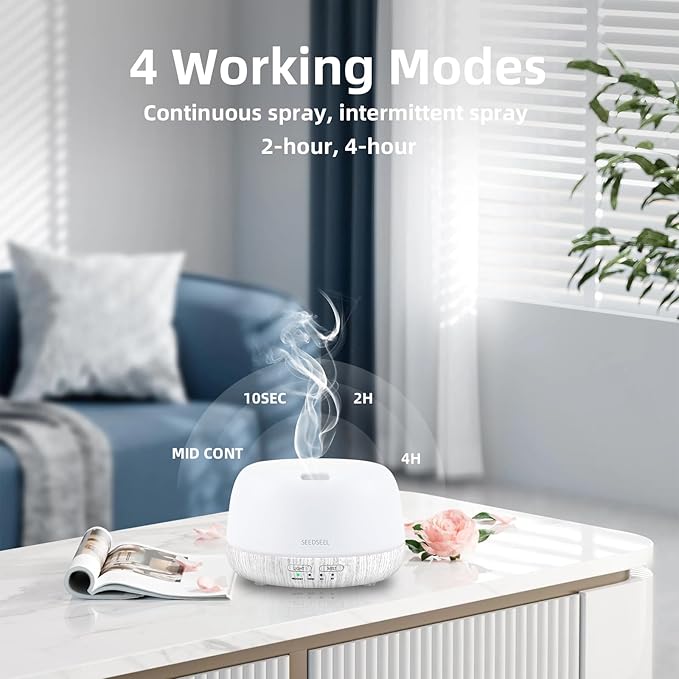 300ML Essential Oil Diffuser with Remote Control, Aromatherapy Diffuser with 7-Color Changing LED Light for Bedroom, Home - Bloomnest