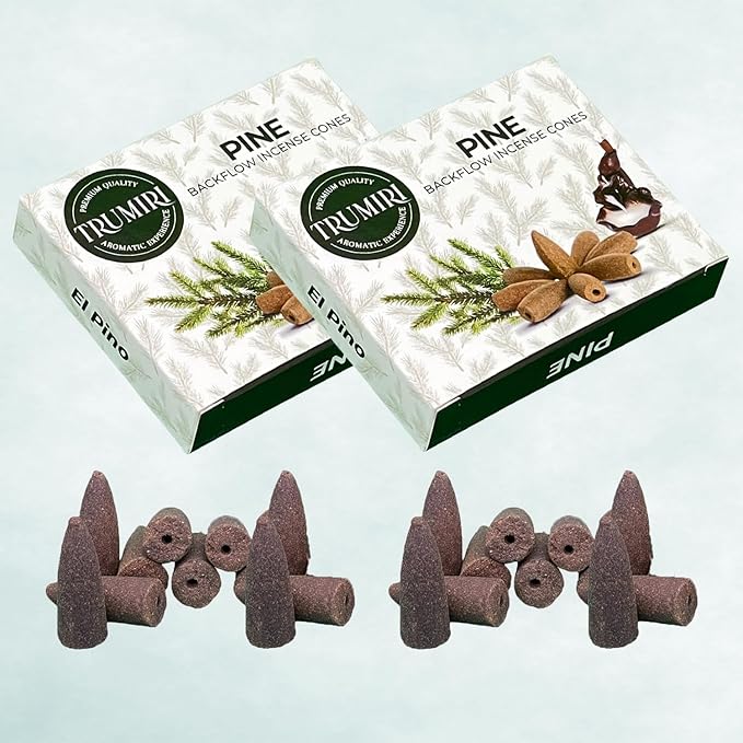 Pine Backflow Incense Cones - 60 Cones, Six Packs of 10, Waterfall Effect TRUMIRI