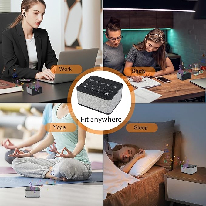 LUXSWAY White Noise Machine, Sleep Sound Machine with 10 Natural Soothing Sounds, Volume Control & 3 Timers Setting, Memory Function Sound Machine for Baby Kids Adults & Home Office Travel