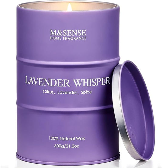 M&SENSE Large Lavender Soy Candles for Home Scented 11.6oz 120 Hour Long Burning, Aromatherapy Candle for Stress Relief Meditation Relaxing, Appreciation Gifts for Mom Teacher Friends - Bloomnest