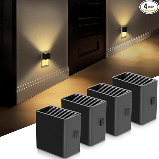 DORESshop LED Night Lights Plug into Wall [4 Pack], Plug in Nightlight, 3 Level Brightness Adjustable Night Light, Dusk to Dawn Sensor, Nightlights for Adults, Bedroom, Bathroom, Hallway, 3001K - Bloomnest