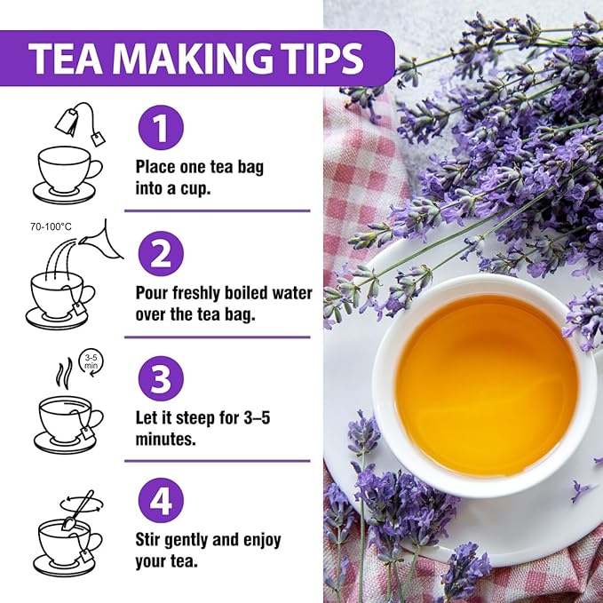 HERBOGANIC Lavender Herbal Tea - Relaxation and Delicate Aroma | Soothing and Refreshing Blend | Natural Ingredients | 20 Tea Bags - Bloomnest