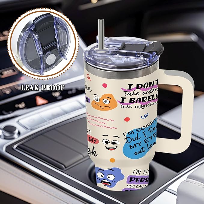 DUUV Mental Health Gifts for Women Men, 40 Oz Funny Tumbler with Handle and Lid, Funny Saying Cup for Work Office Coworkers, Encouragement Gifts for Birthday Christmas, 1PCS - Bloomnest