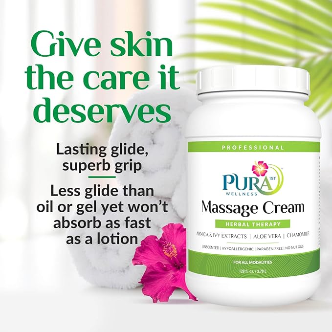 Wellness Professional Herbal Massage Cream, 128oz, Pura Massage Cream for Muscle Relief, Physical Therapy, Professional Deep Tissue Therapy, Massage Deep Tissue - Bloomnest