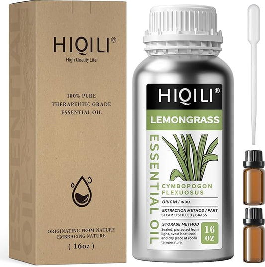 HIQILI 16 Fl Oz Lemongrass Essential Oil, 100% Pure Natural Undiluted for Diffuser, Hair - Bloomnest