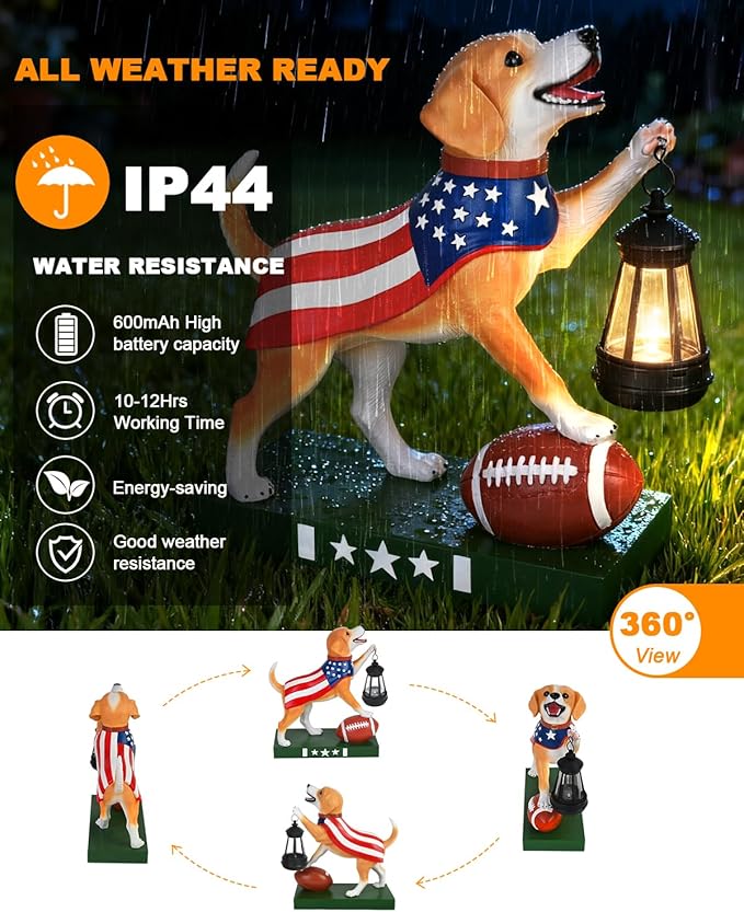 Solar Dog Statues Outdoor Decor with Lantern - Unique Beagle Puppy Home Decor Figurine for Garden, Patio, Yard - Idea Gifts for Women Mom - Bloomnest
