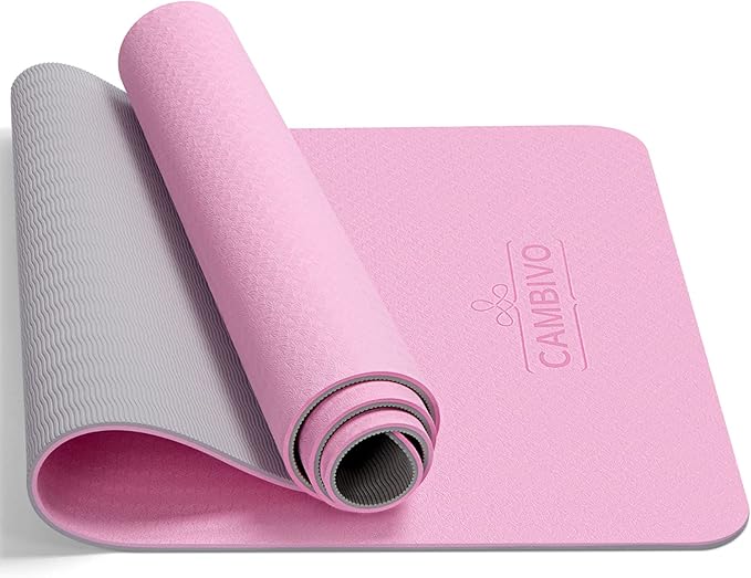 CAMBIVO Yoga Mat for Women Men Kids, 1/3 & 1/4 & 2/5 Inch Extra Thick Yoga Mat Non Slip, 72" x 24" TPE Yoga Mats, Workout Mat with Carrying Strap for Yoga, Pilates and Floor Exercises - Bloomnest