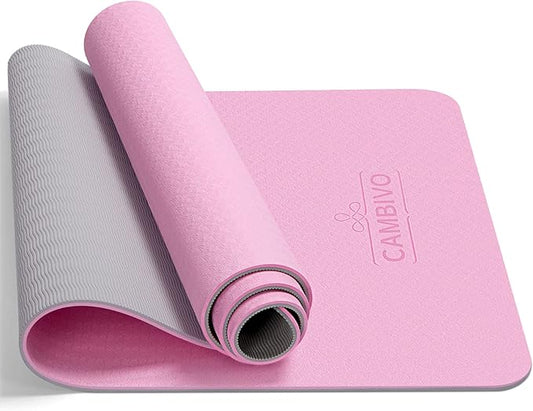CAMBIVO Yoga Mat for Women Men Kids, 1/3 & 1/4 & 2/5 Inch Extra Thick Yoga Mat Non Slip, 72" x 24" TPE Yoga Mats, Workout Mat with Carrying Strap for Yoga, Pilates and Floor Exercises - Bloomnest