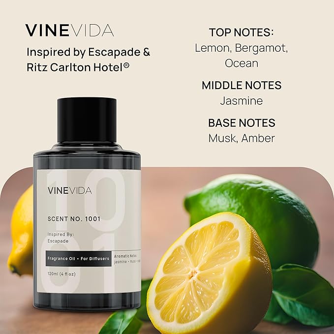 VINEVIDA (Pack of 4) Hotel Fragrance Collection Diffuser Oil - Hotel Scents Diffusers for Home - Cold Air Diffuser Oil - Hotel Scent Essential Oil, Diffuser Scents No. 1000, No.1001, No.1007, No.1003 VINEVIDA