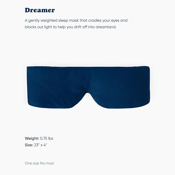 Bearaby Midnight Blue Sleep Mask 23” x 4” Weighted Eye Mask for Sleeping 0.75 lbs 100% Light Blocking Mask for Travel and Rest Silky Soft Fabric for Deep Gentle Sleep - Bloomnest