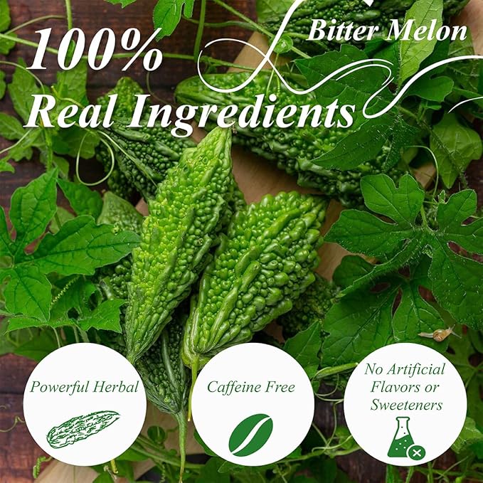 WT WEETEE Bitter Melon Tea Bags, Zero Sugar Tea, 100 Count Made with 100% Pure Natural Bitter Melon, Caffeine-free Momordica Charantia Tea - Bloomnest