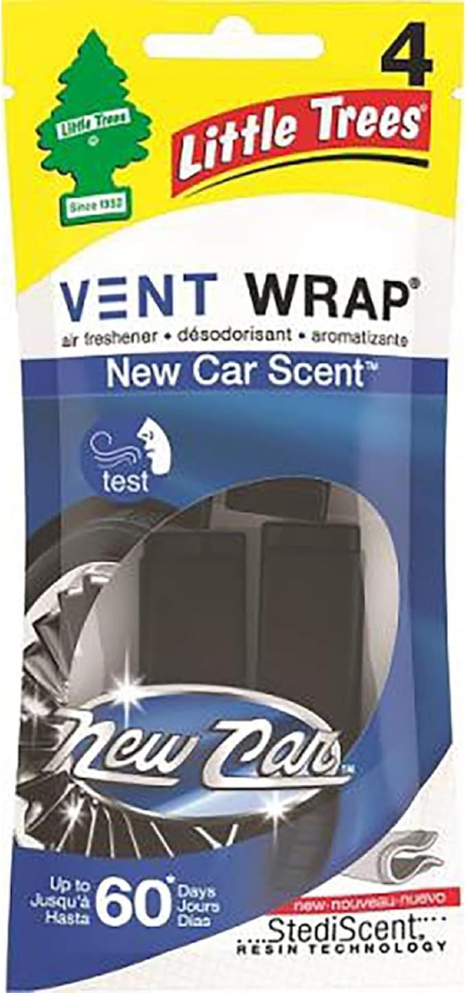 LITTLE TREES Car Air Freshener | Vent Wrap Provides Long Lasting Scent,Invisibly Fresh | New Car Scent,Air Fresheners,(Pack of 24) - Bloomnest