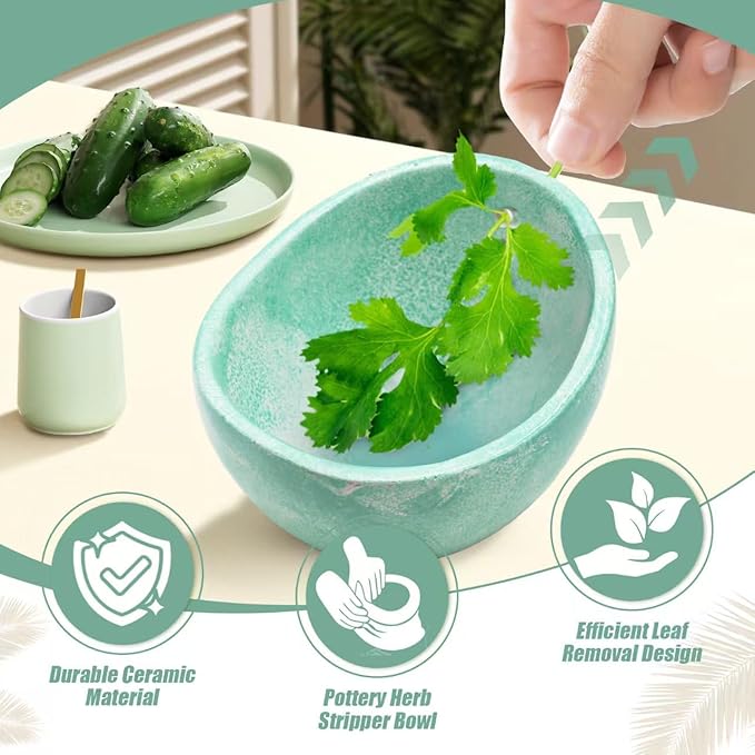 2025 New Handmade Ceramic Herb Stripper Bowl -Herb Stripper,Herb Stripping Bowl,Efficient Herb Peeling Cup for Salads & Cooking, Pottery Kitchen Tool for Meal Prep (1Pcs) - Bloomnest