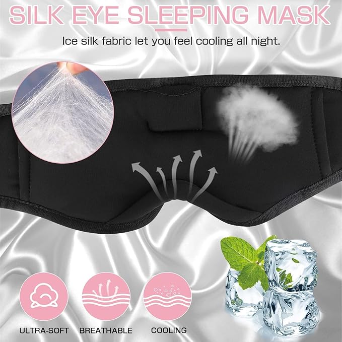 LC-dolida Sleep Mask with Bluetooth Headphones, Sleep Headphones Bluetooth Sleep Mask 3D Sleeping Headphones for Side Sleepers Best Gift and Travel Essential - Bloomnest