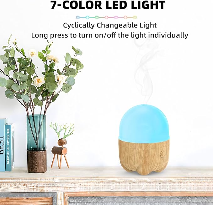 150ML Rechargeable Battery Essential Oil Diffuser, Portable Cordless Aromatherapy Diffuser with 7 LED Color Changing Lights, for Bedroom, Office, Outdoor - Bloomnest