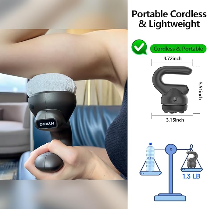HYAKO Handheld Professional Mini Orbital Buffer Relief Massager, Adjustable Multi-Speed Vibration Deep Tissue Body Chiropractic Massager for Neck, Shoulder, Leg,Back muscle pain relief massage therapy - Bloomnest