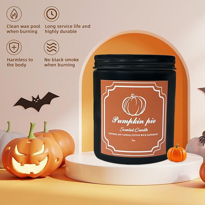 Panoata Pumpkin Pie Candle – 7oz Soy Wax Scented Candle with Cozy Fall Spice Aroma, Hand-Poured Jar Candle for Autumn Ambience & Seasonal Home Decor - Bloomnest