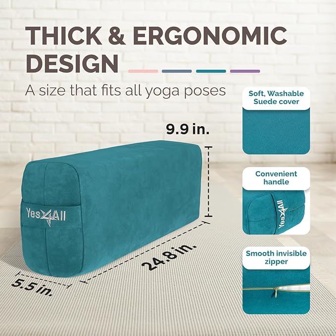 Yes4All Triple-Layer Sponge Yoga Bolster Pillow for Restorative Yoga & Meditation - Versatile Yoga Support Pillow, Balance & Poses Modification - Bloomnest