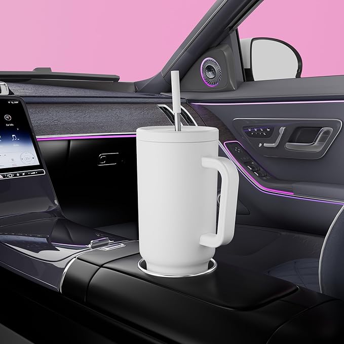 Meoky 40 oz Tumbler with Handle and Straw: Stainless Steel Insulated Tumbler with Lid and Straw - 100% Leak Proof Tumbler for Car Cup Holders - Travelers Commuters Workers, White - Bloomnest