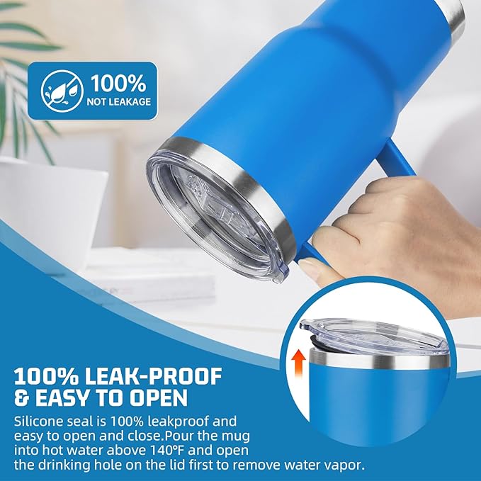 20 oz Tumbler with Handle Stainless Steel Insulated Coffee Mug Tumbler with Lid and Straw Double Wall Vacuum Insulated Coffee Mug Leak Proof Travel Mug Tumbler for Hot and Cold Drink (Mix Color-8)