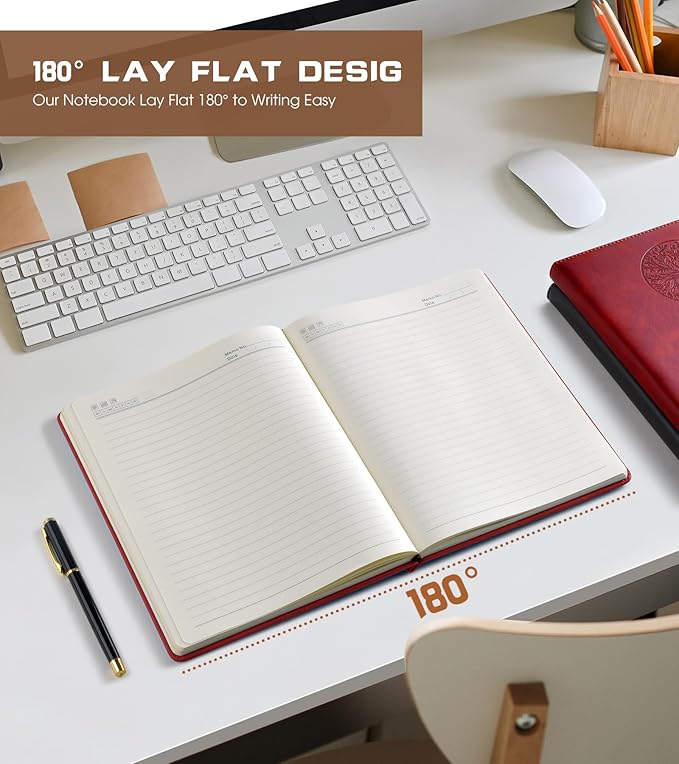 Lined Journal Notebook for Women Men,256 Pages A4 Large Hardcover Leather Journals for Writing,Travel,Business,Work,School,College Ruled Notebooks for Note Taking, Diary Notepad 8.6"×11" - Bloomnest