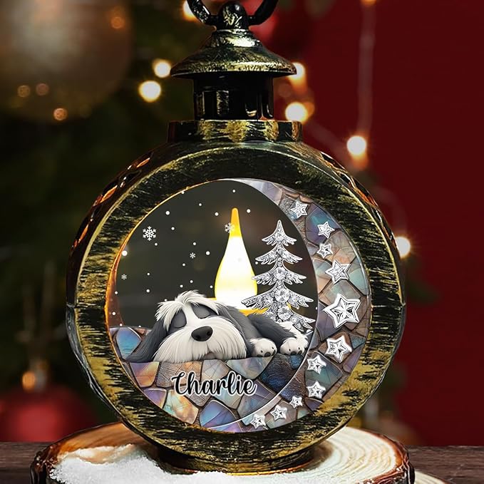 WRAPPINESS Personalized Sleeping Dog Christmas Lantern for Dog Lovers, Memorial Lantern Loss of Dog, Deepest Sympathy Gift for Pet Loss, Hardest Goodbye Dog Remembrance Gift - Bloomnest