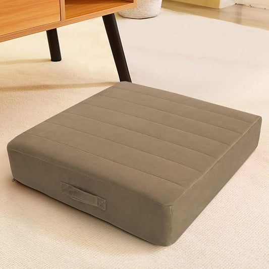 MeMoreCool Square Floor Pillow Seating for Adults Kids, Large Meditation Cushion Floor Pillow with Thick Foam & Soft Tufted Cover, Washable Big Pillow Seat Floor Cushion for Sitting Yoga 24" Coffee - Bloomnest