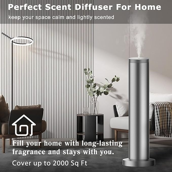 Hotel Scent Diffuser Machine -Cordless Rechargeable Diffuser for Whole House- Scent Air Machine for Home -App Bluetooth Control - Waterless Essential Oil Diffuser for Large Room, Studio Office -Silver - Bloomnest