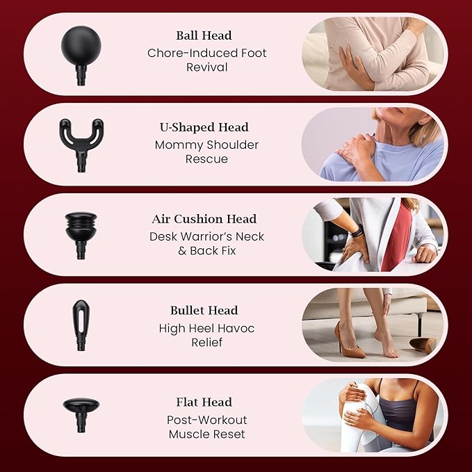 BOB AND BRAD Q2 Mini Massage Gun for Women - Portable Muscle Pain Relief, Powerful Deep Tissue Percussion Massager, Ultra Quiet Handheld Massager, Designed for Travel - Red - Bloomnest