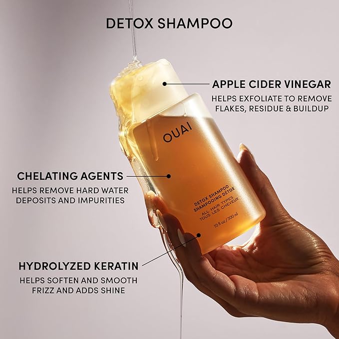 OUAI Hair Care Set - Clarifying Shampoo & Exfoliating Scalp Scrub - Deep Cleansing & Balancing - Hair Care Kit with Detox Shampoo & Travel Size Sugar Scrub for Scalp - Valentine's Day Gifts (2 Count) - Bloomnest