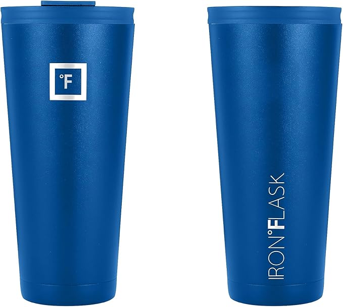 IRON °FLASK Classic Tumbler - Vacuum Insulated Stainless Steel Water Bottle, Double Walled, Drinking Cup, Insulated Travel Mug (Cobalt, 32 oz Solid Lid)