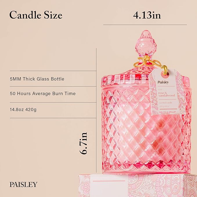 Sandalwood Rose Scented Candle, Large WoodWick Soy Candle,Big Candles for Home Scented,Natural Candles Non Toxic, 14.8 oz Gift-Ready for Hosts & Gatherings | Elegant Home Décor - Bloomnest