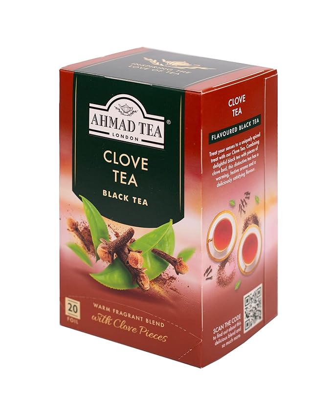 Ahmad Tea Black Tea, Clove Teabags, 20 ct (Pack of 6) - Caffeinated & Sugar-Free - Bloomnest