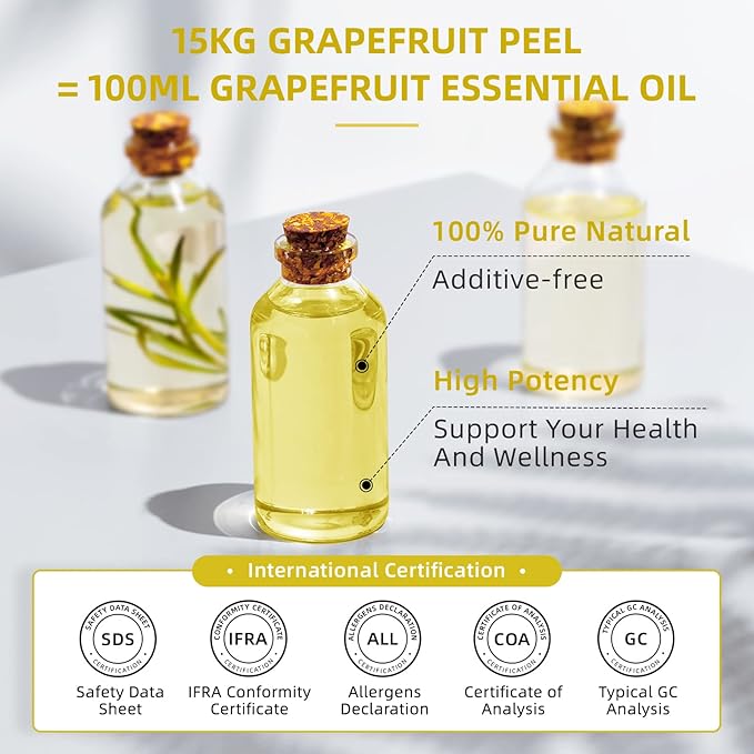HIQILI 16 Fl Oz Grapefruit Essential Oil, for Diffuser, Skin Care, 100% Pure and Natural - Bloomnest