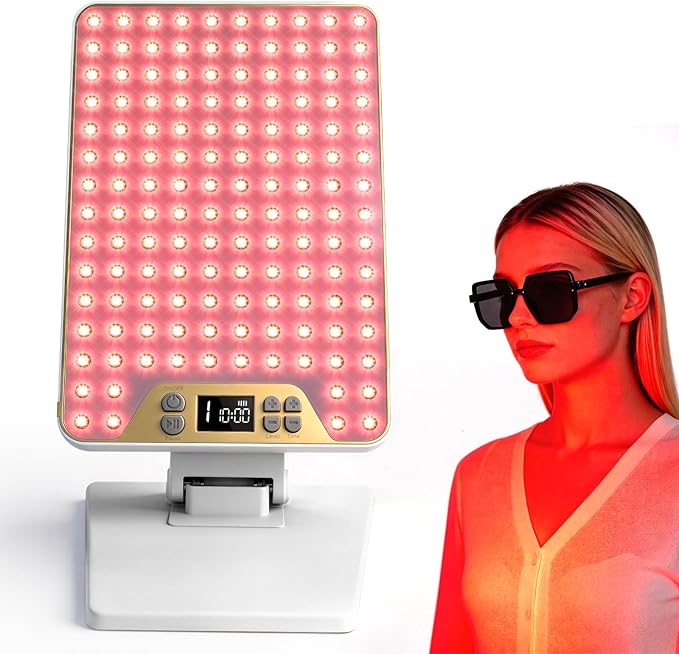 Red Light Therapy Panel for Face & Body, 138 LEDs High Power Light with Adjustable Stand, 630/660/810/850nm Near Infrared Light Therapy Lamp, Rechargeable Portable Device with Timer Bloomnest