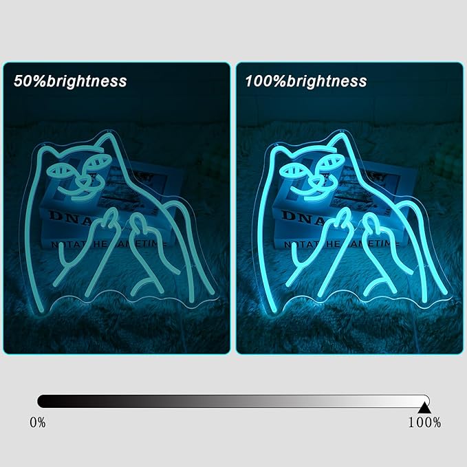 Bad Cat Neon Sign Blue Neon Cat Sign LED Sign Funny Animal Cat LED Neon Signs for Home Bar Office Living Room Bedroom Wall Decor Gift for Children Kids - Bloomnest
