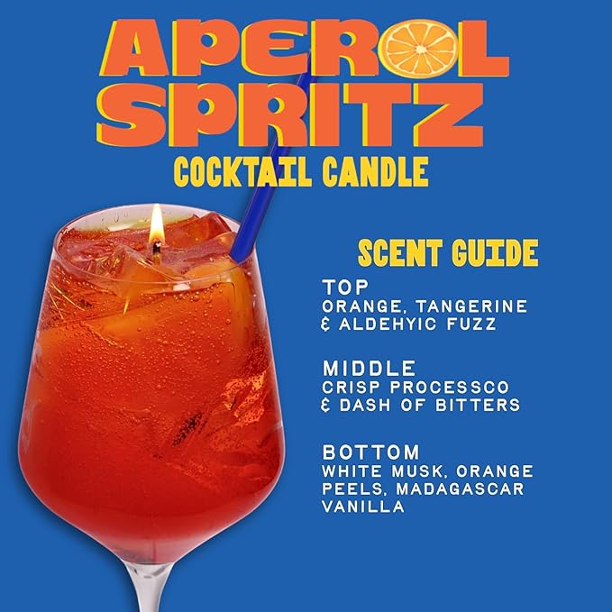 Aperol Spritz Citrus Candle, 140 Hour Long-lasting Burn Handcrafted Decorative Candles for Home Scented, Bar Cart Accessories & Kitchen Decor Orange Candle, Unique Birthday Candles - Bloomnest