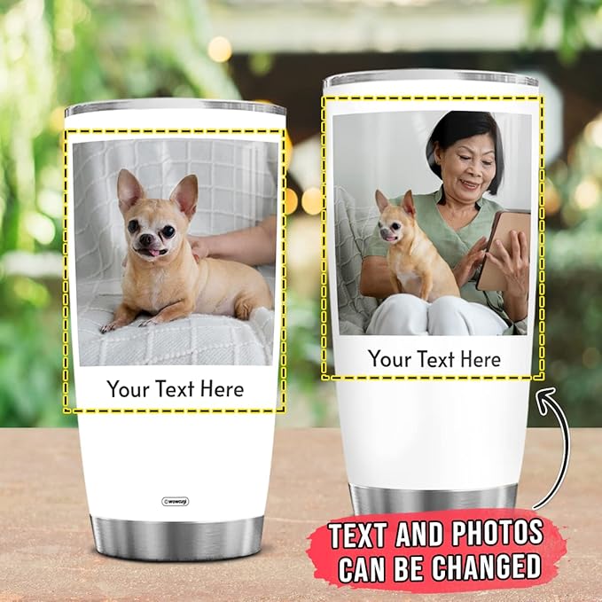 wowcugi Personalized Tumbler With Picture Stainless Steel 20oz 30oz Travel Cup Custom Photo Tumbler Gifts for Dog Cat Pet Lovers Mom Dad Grandpa Grandma Birthday Christmas Mother's Day Father's Day - Bloomnest