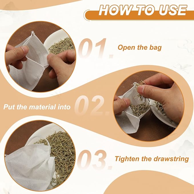 uxcell 100 Pcs Spice Bags for Cooking, 6.3x8 in Disposable Empty Tea Bags Muslin Non-Woven for Loose Leaf Tea Sachet Straining Soups Herbs, White - Bloomnest