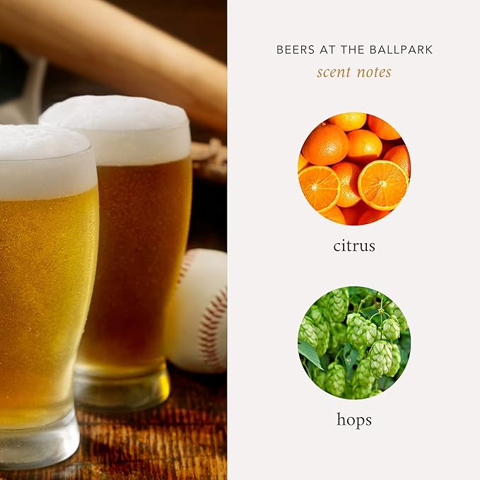 Literie NYC Inspired Scented Candle: Beers at The Ballpark - Citrus & Hops Scent, 9oz, 50 Hour Burn, Vegan Soy & Coconut Blend Candle for Home Decor, Gift for Women & Men - Bloomnest